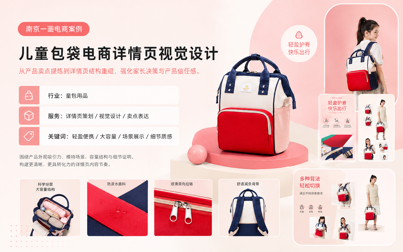 多功能妈咪包｜电商详情页视觉设计主视觉